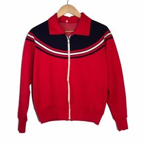 Vintage Red and Blue Color-block Track Jacket